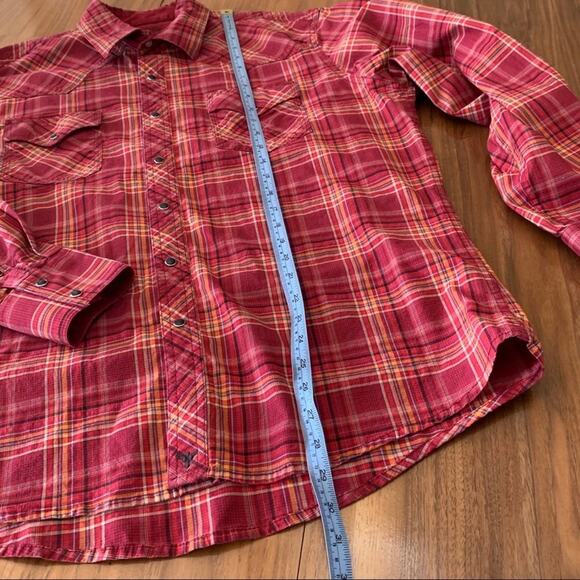 Wrangler 20X Competition Long Sleeve Western Snap Shirt Size L Red Plaid - Picture 7 of 11